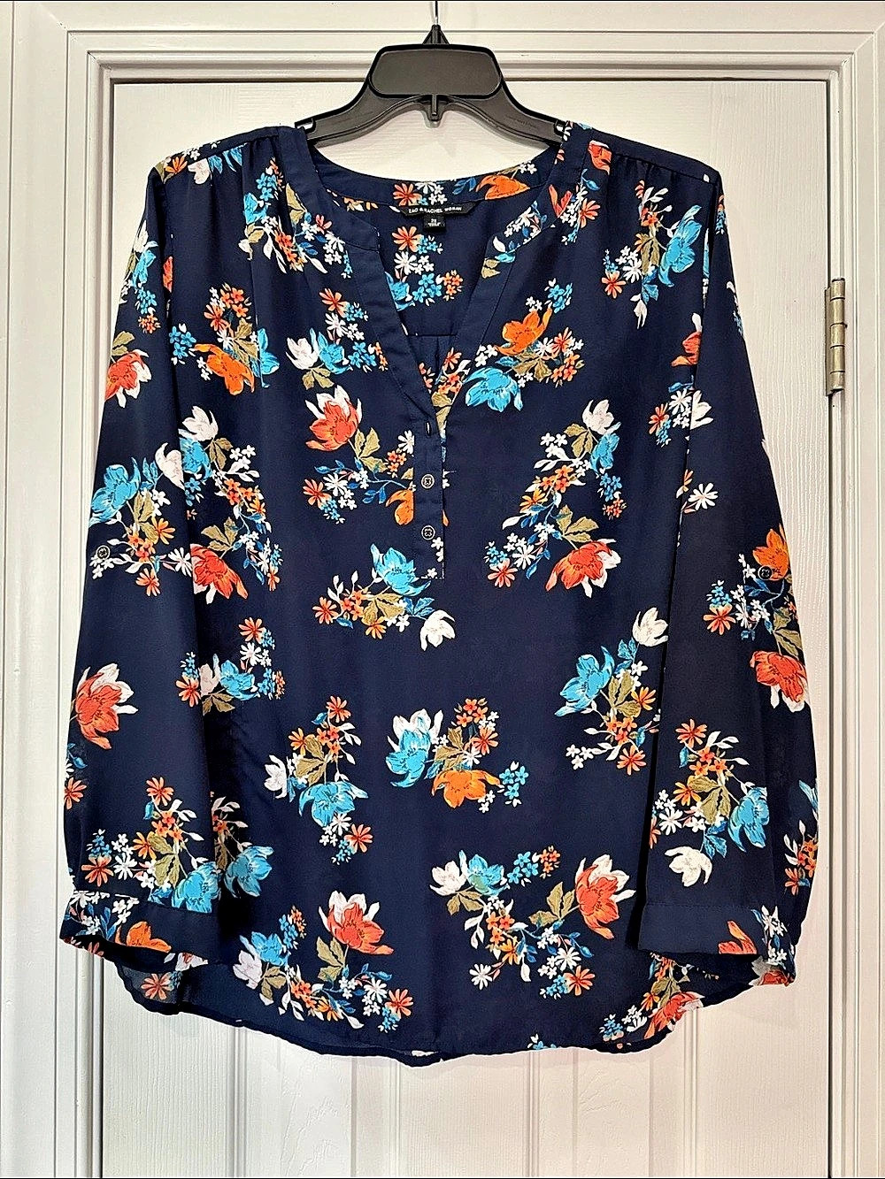 Zac & Rachel Woman Floral Blouse in Blue Size 2X Like New
